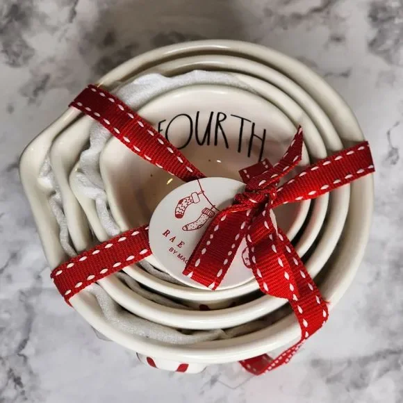 Rae Dunn Christmas Measuring Cups Candy Cane Ceramic Holiday New with Tags 2023 - Picture 3 of 4
